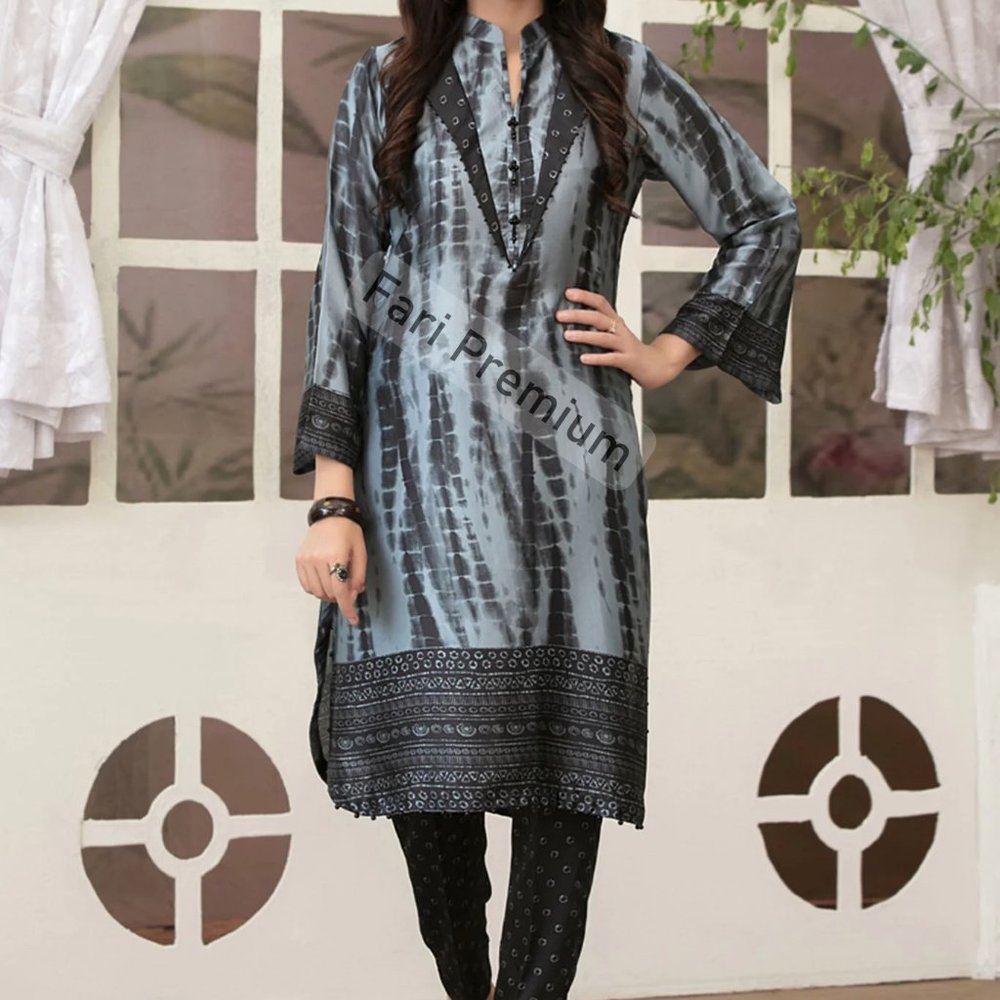 Tawakkal Embellished Silk Tie-Dye Printed Shalwar Kameez Pakistani/Indian S M L